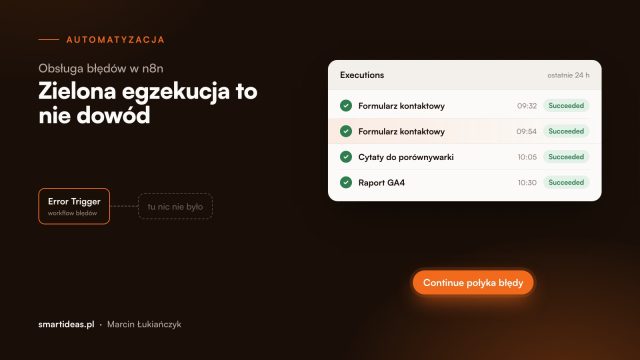 Obsługa błędów w n8n. Zielona egzekucja nie znaczy, że zadziałało